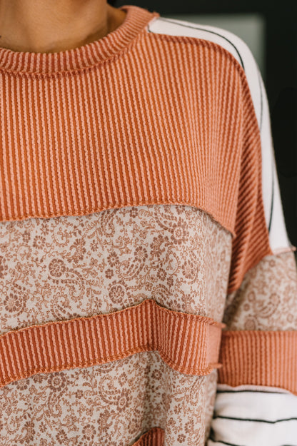 All Over the Place Color Block Relaxed Pullover - Southern Divas Boutique