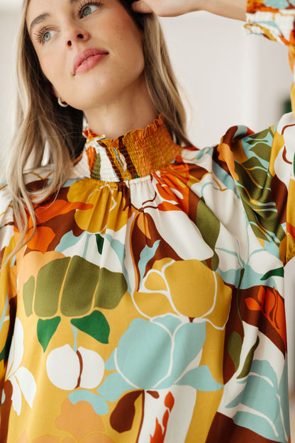 All Together Now Mock Neck Blouse - Southern Divas Boutique