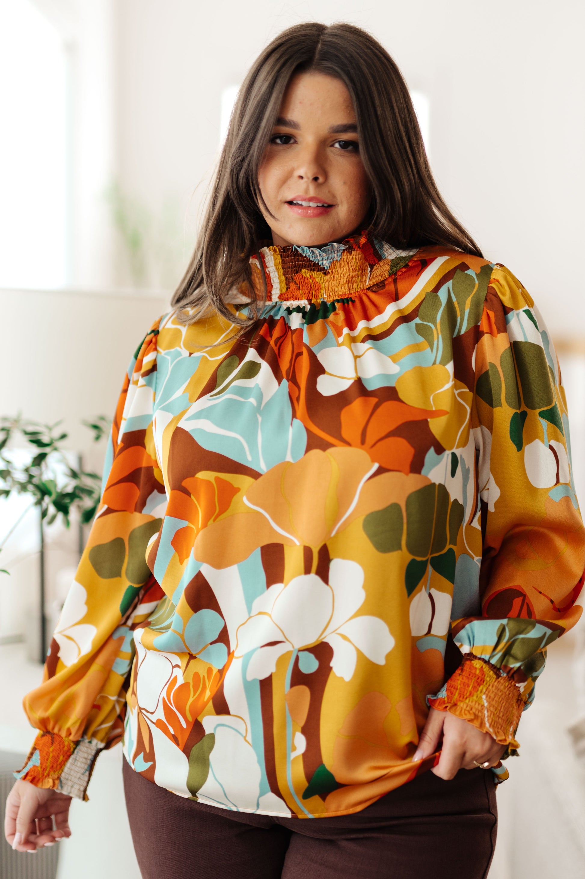 All Together Now Mock Neck Blouse - Southern Divas Boutique