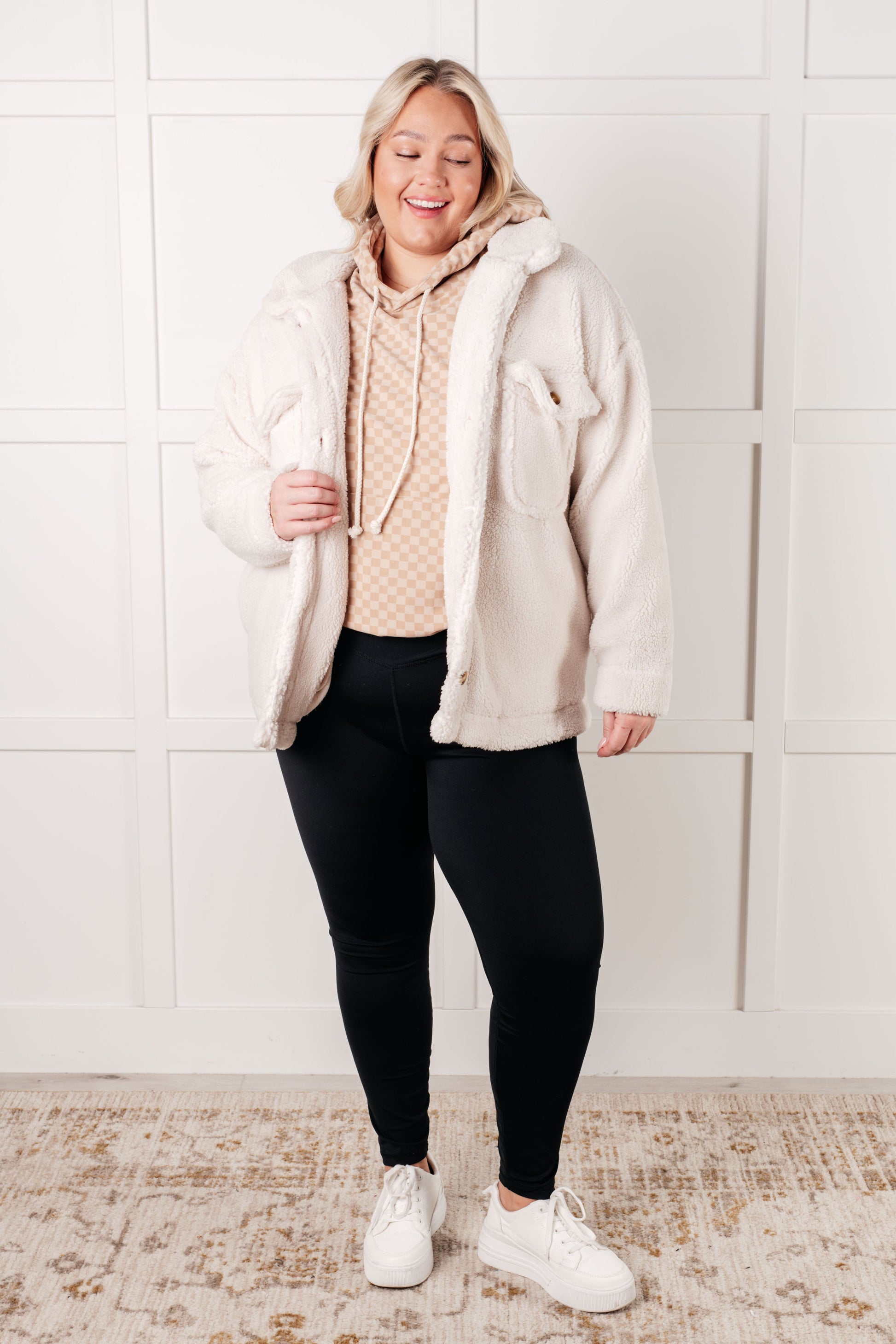 Ask Me Out Checkered Hoodie in Khaki - Southern Divas Boutique