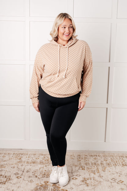 Ask Me Out Checkered Hoodie in Khaki - Southern Divas Boutique