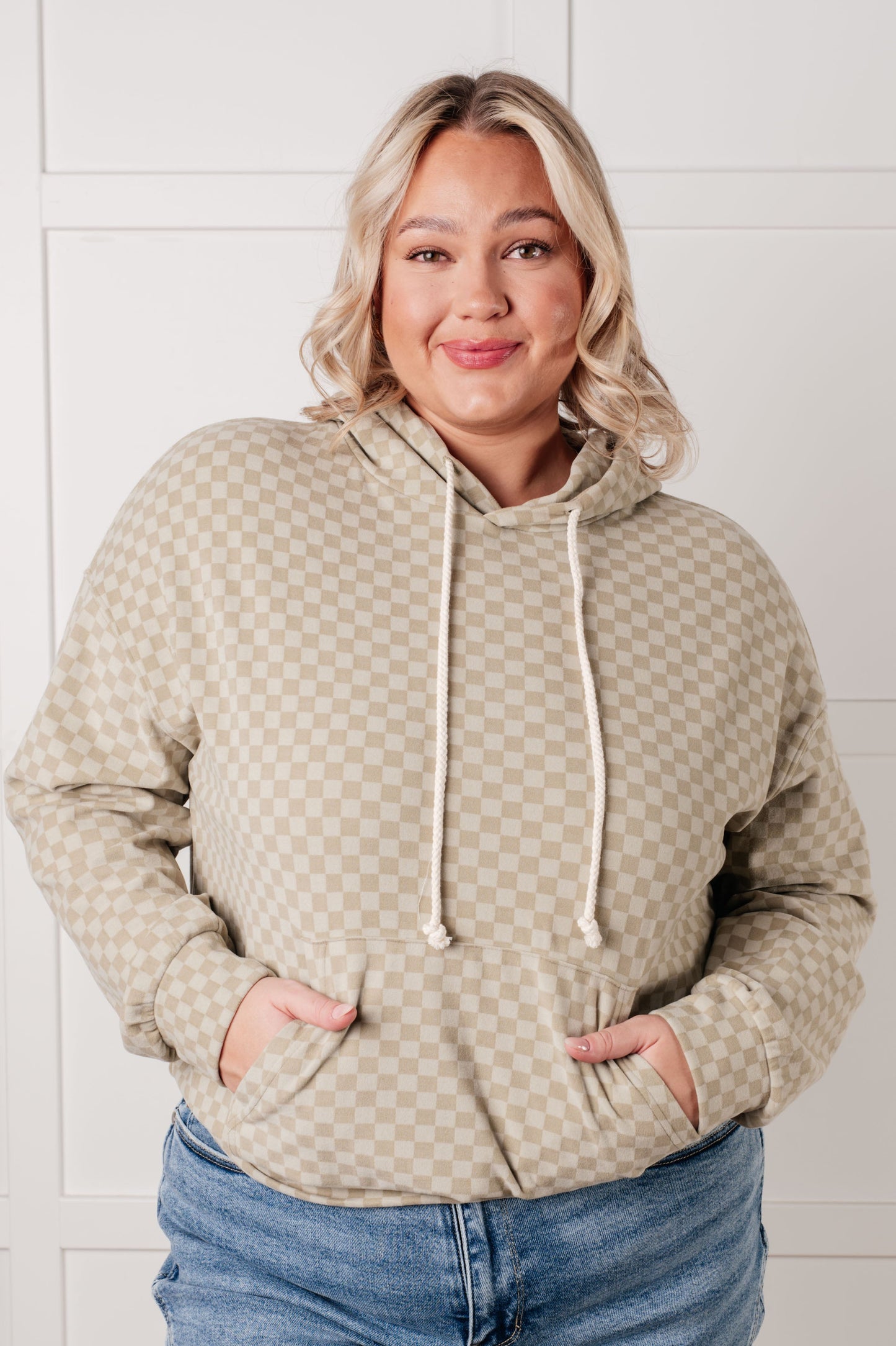 Ask Me Out Checkered Hoodie in Sage - Southern Divas Boutique