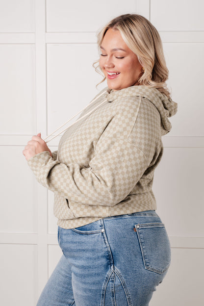 Ask Me Out Checkered Hoodie in Sage - Southern Divas Boutique