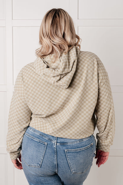 Ask Me Out Checkered Hoodie in Sage - Southern Divas Boutique