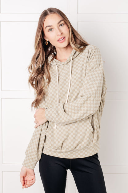 Ask Me Out Checkered Hoodie in Sage - Southern Divas Boutique