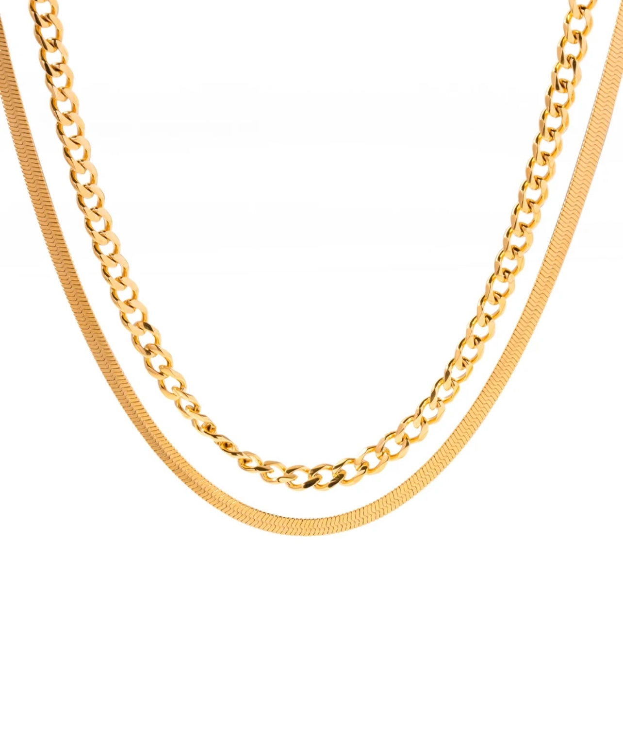 CHAIN + HERRINGBONE NECKLACE - Southern Divas Boutique