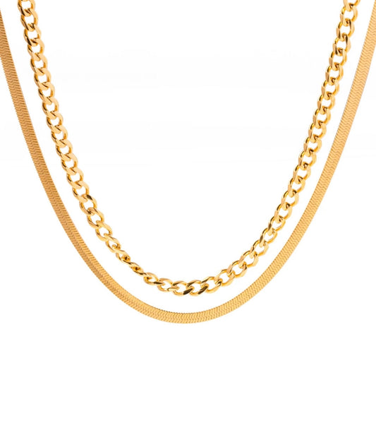 CHAIN + HERRINGBONE NECKLACE - Southern Divas Boutique