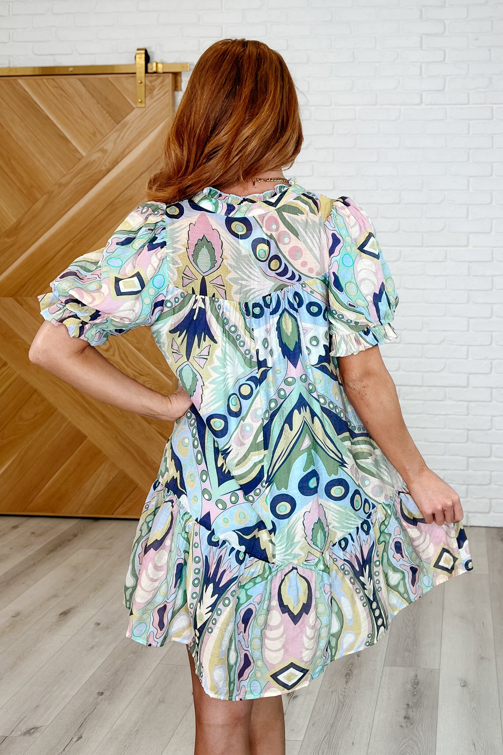 Boho Belle V-Neck Tiered Dress in Green Mix - Southern Divas Boutique