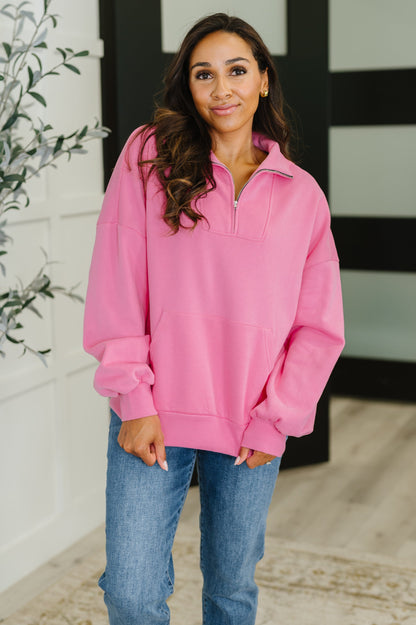 Bonbon Delight Half Zip Pullover in Pink - Southern Divas Boutique