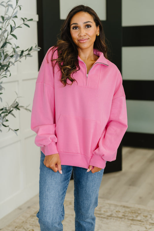 Bonbon Delight Half Zip Pullover in Pink - Southern Divas Boutique