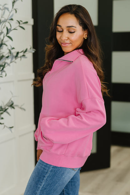 Bonbon Delight Half Zip Pullover in Pink - Southern Divas Boutique