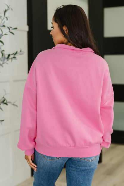 Bonbon Delight Half Zip Pullover in Pink - Southern Divas Boutique