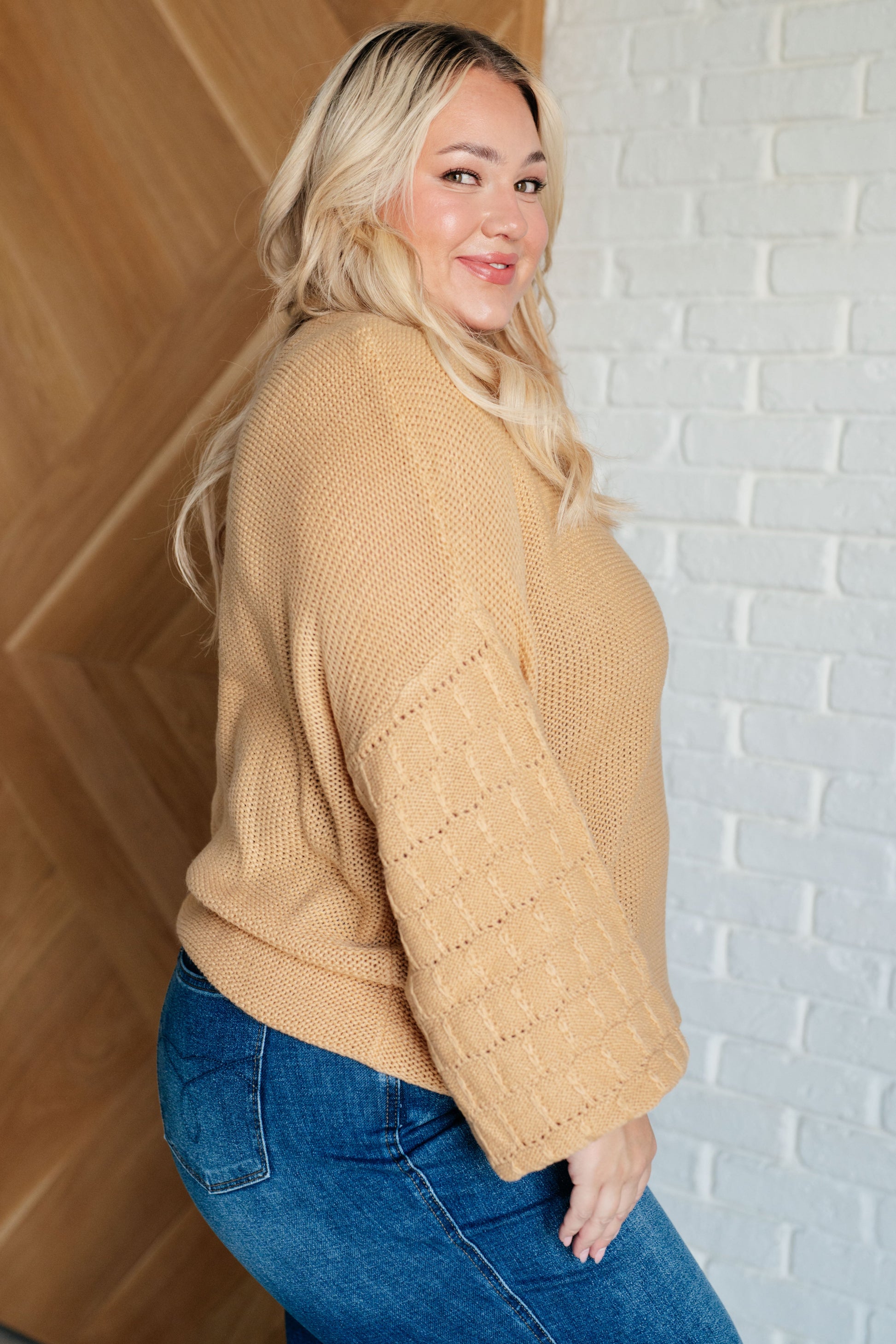 Bubbly Personality Bubble Sleeve Sweater in Wheat - Southern Divas Boutique