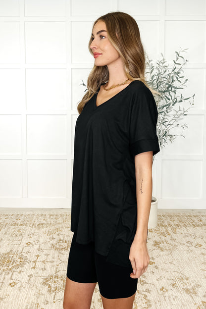 Buttery Soft V-Neck Bike Short Set in Black - Southern Divas Boutique