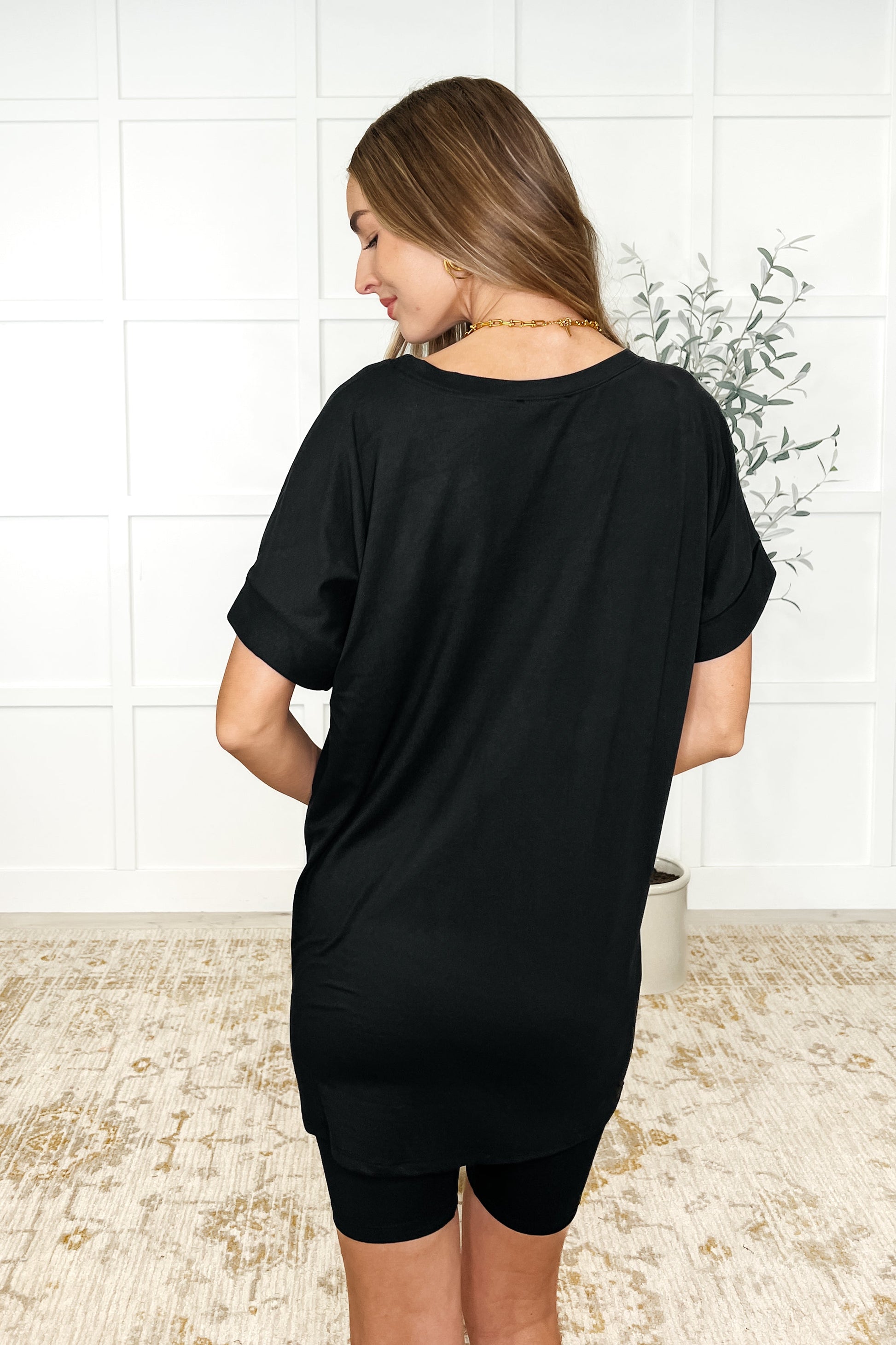 Buttery Soft V-Neck Bike Short Set in Black - Southern Divas Boutique