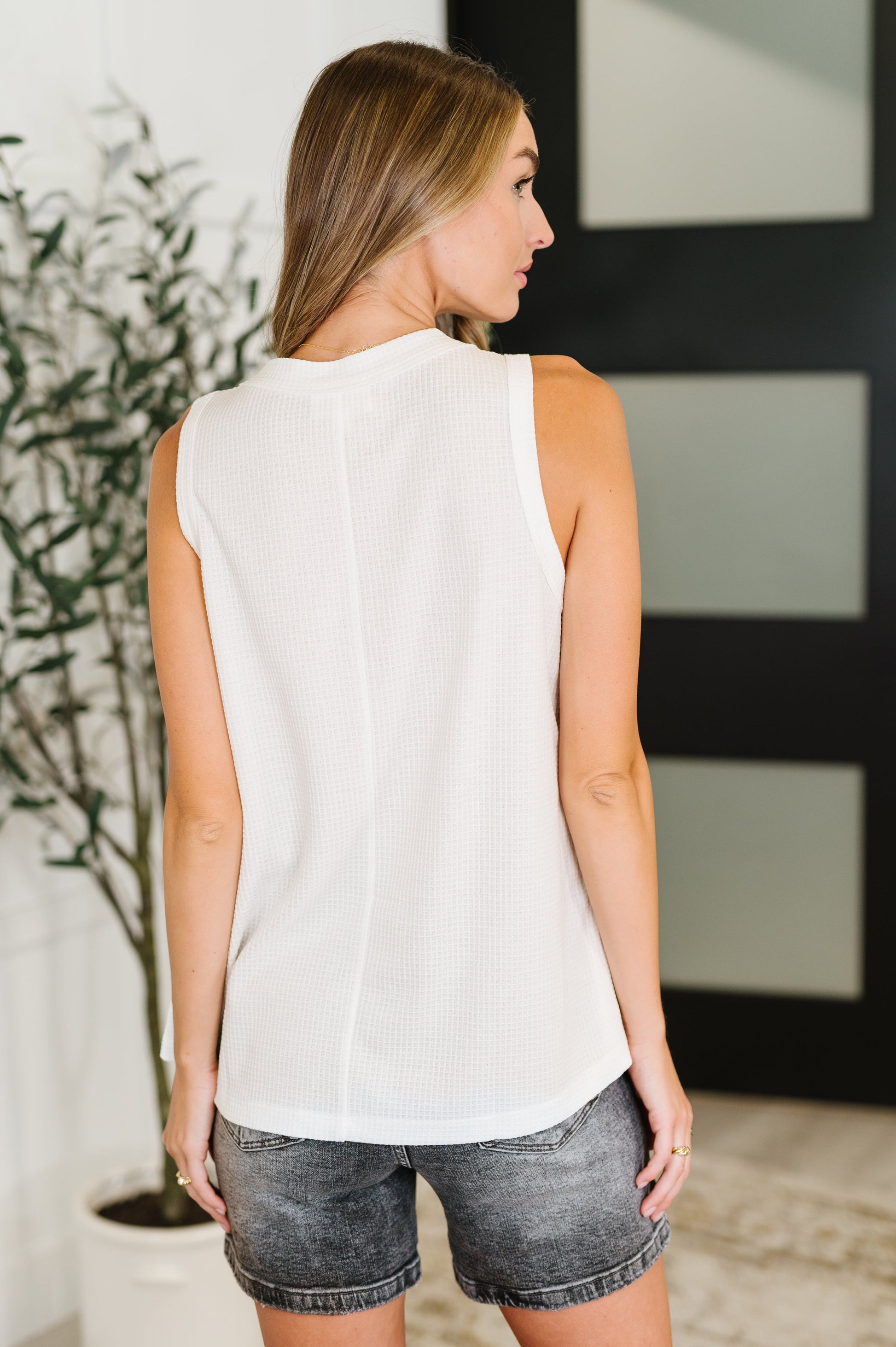 Buttoned Up Buttercup Sleeveless Top in Ivory - Southern Divas Boutique
