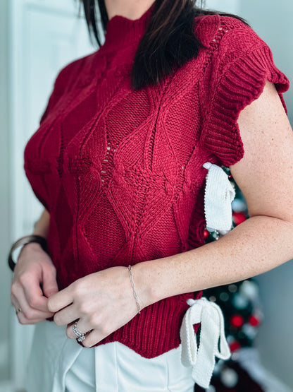 Pretty Little Bows Mock Neck Sweater Vest - Southern Divas Boutique