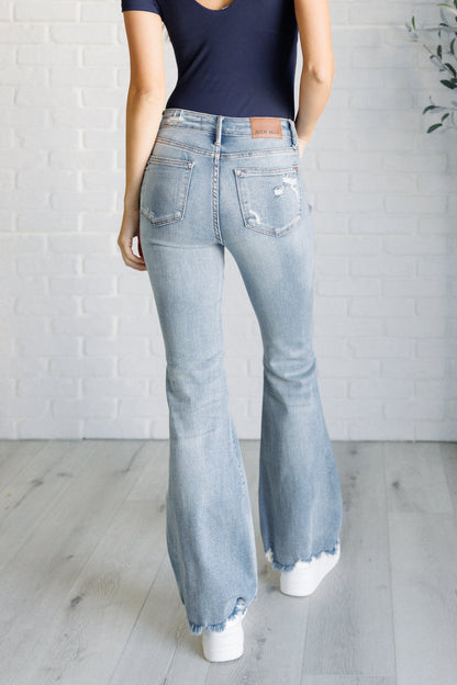 Caroline Mid Rise Control Top Distressed Flare Jeans - Southern Divas Boutique