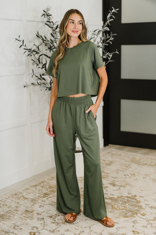 PREORDER: Casual Top and Bottom Set in Green - Southern Divas Boutique