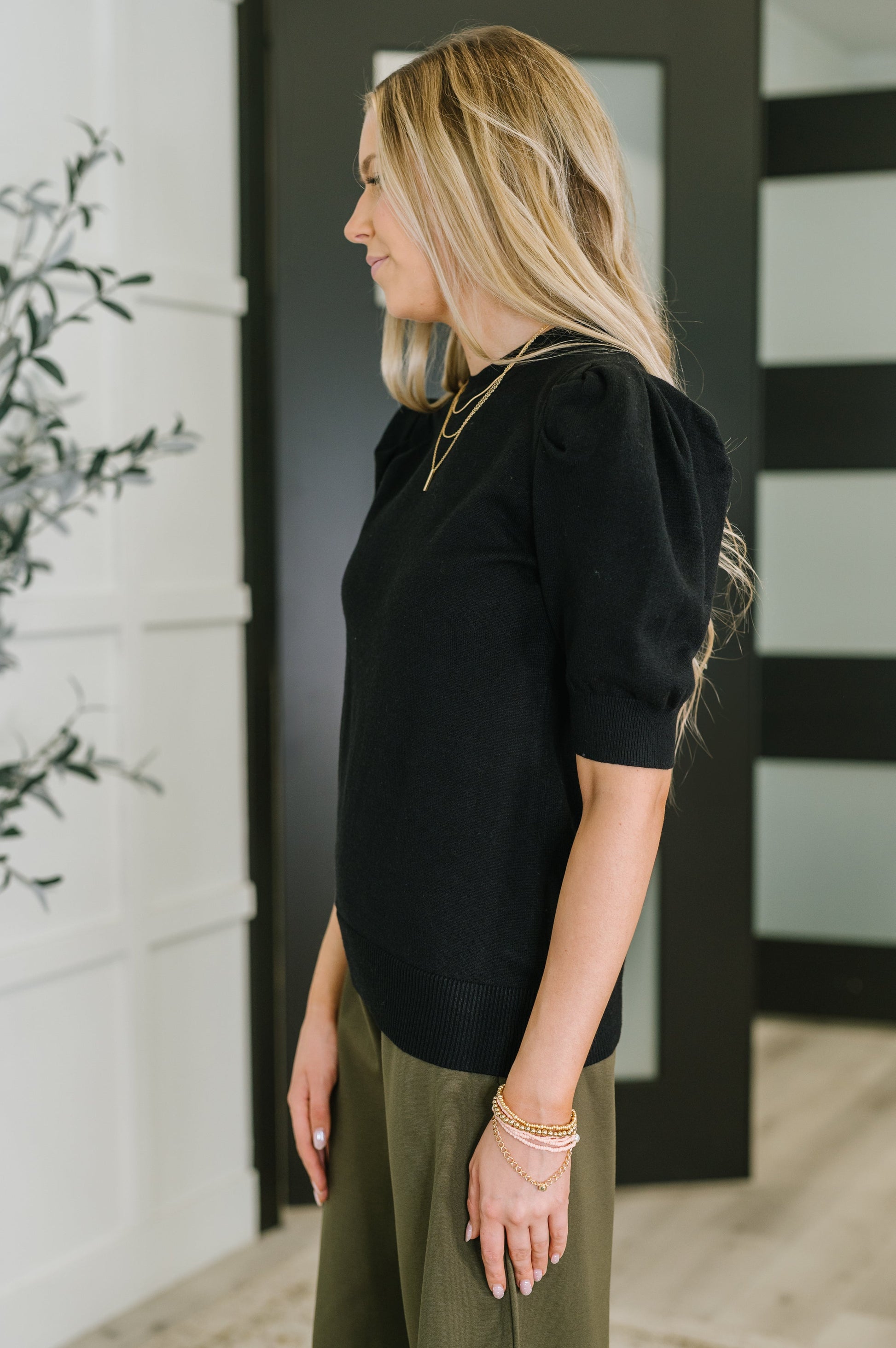 Casually Classy Puff Sleeve Blouse in Black - Southern Divas Boutique