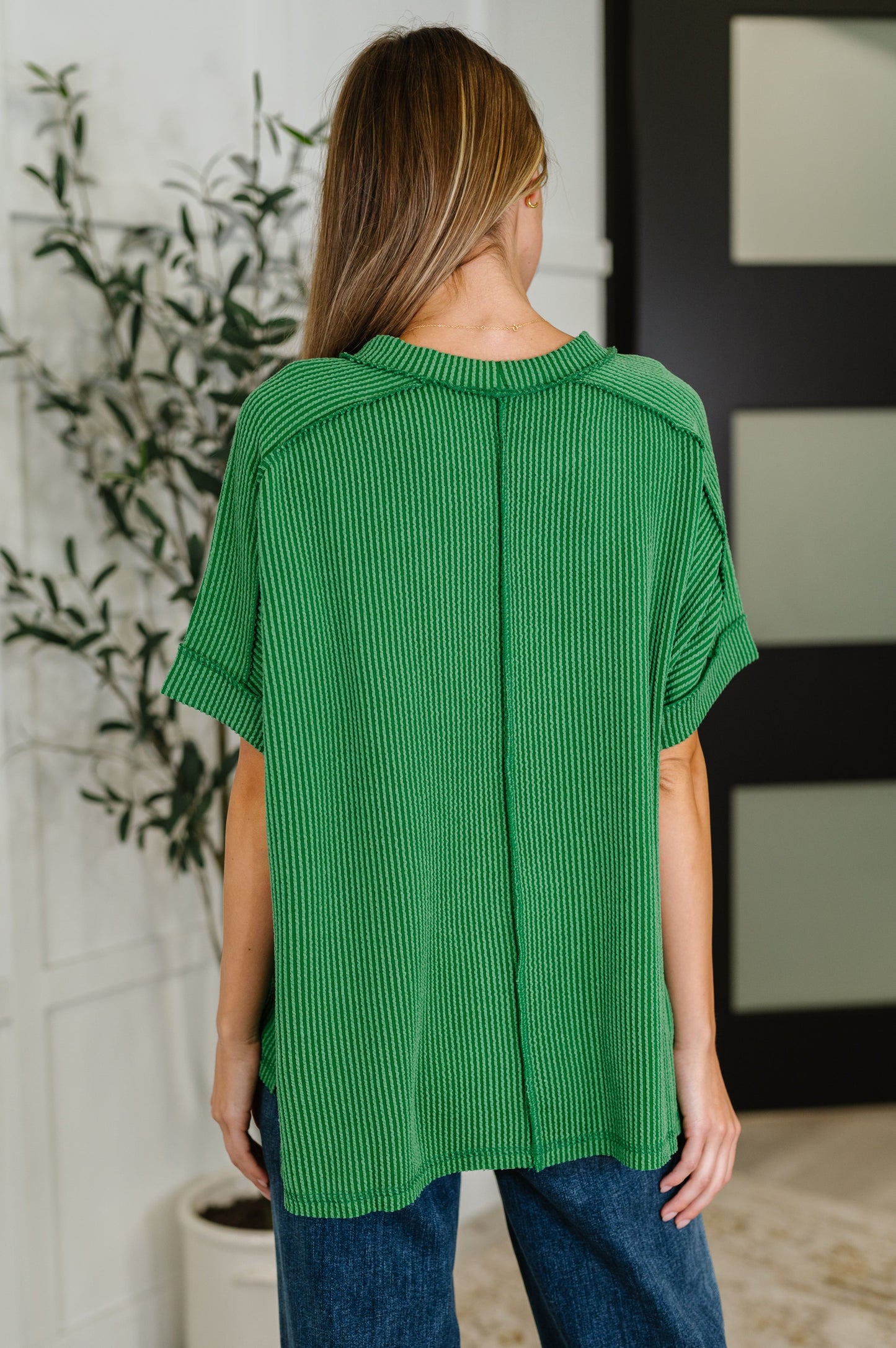 Catch Me Loungin’ Cable Ribbed Knit Top in Dark Green - Southern Divas Boutique