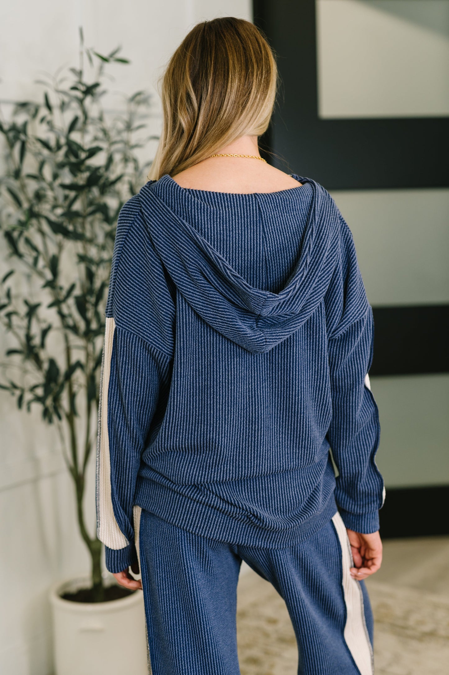 Certified Chiller Contrast Stripe Hoodie in Navy - Southern Divas Boutique