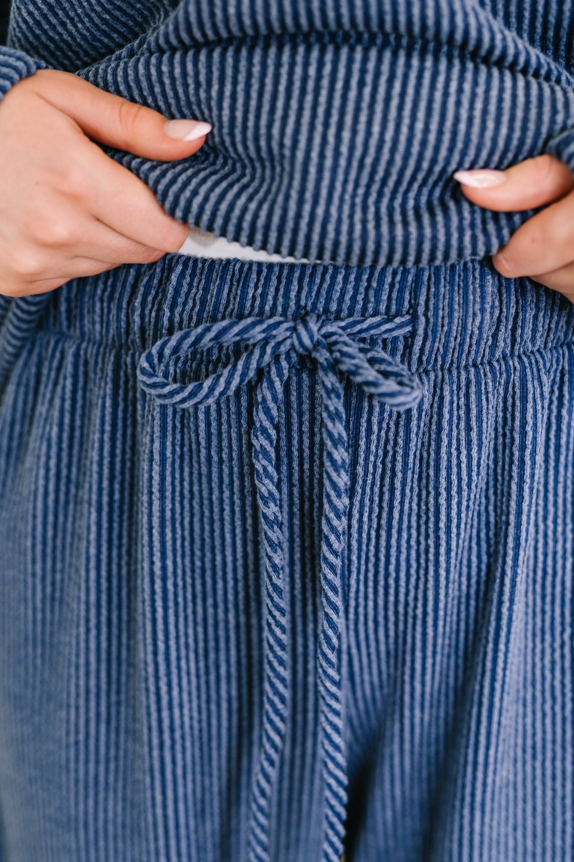 Certified Chiller Contrast Stripe Straight Leg Bottoms in Navy - Southern Divas Boutique