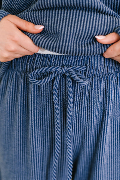 Certified Chiller Contrast Stripe Straight Leg Bottoms in Navy - Southern Divas Boutique