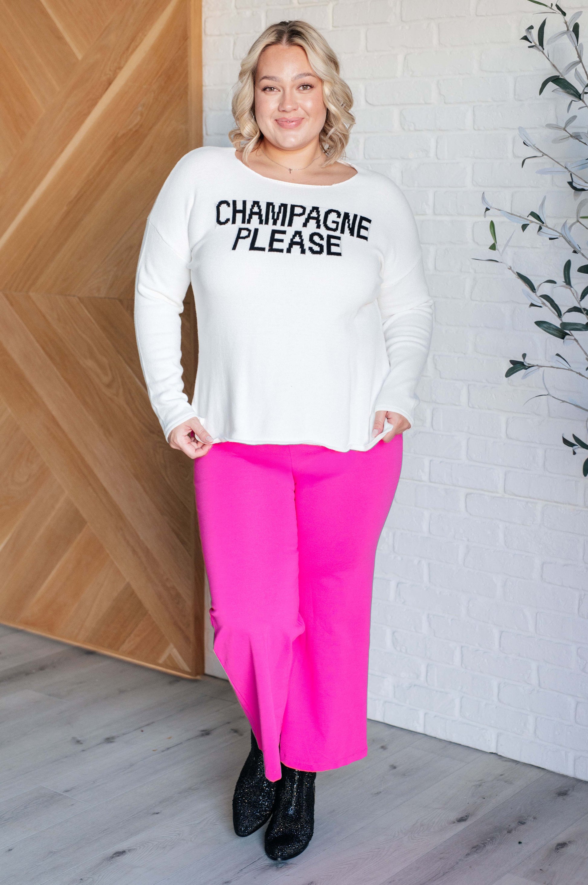 Champagne Please Lightweight Sweater - Southern Divas Boutique