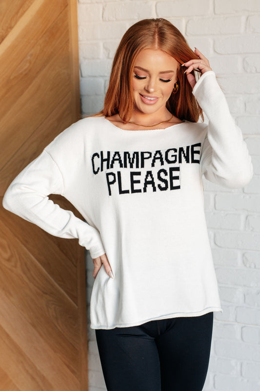 Champagne Please Lightweight Sweater - Southern Divas Boutique
