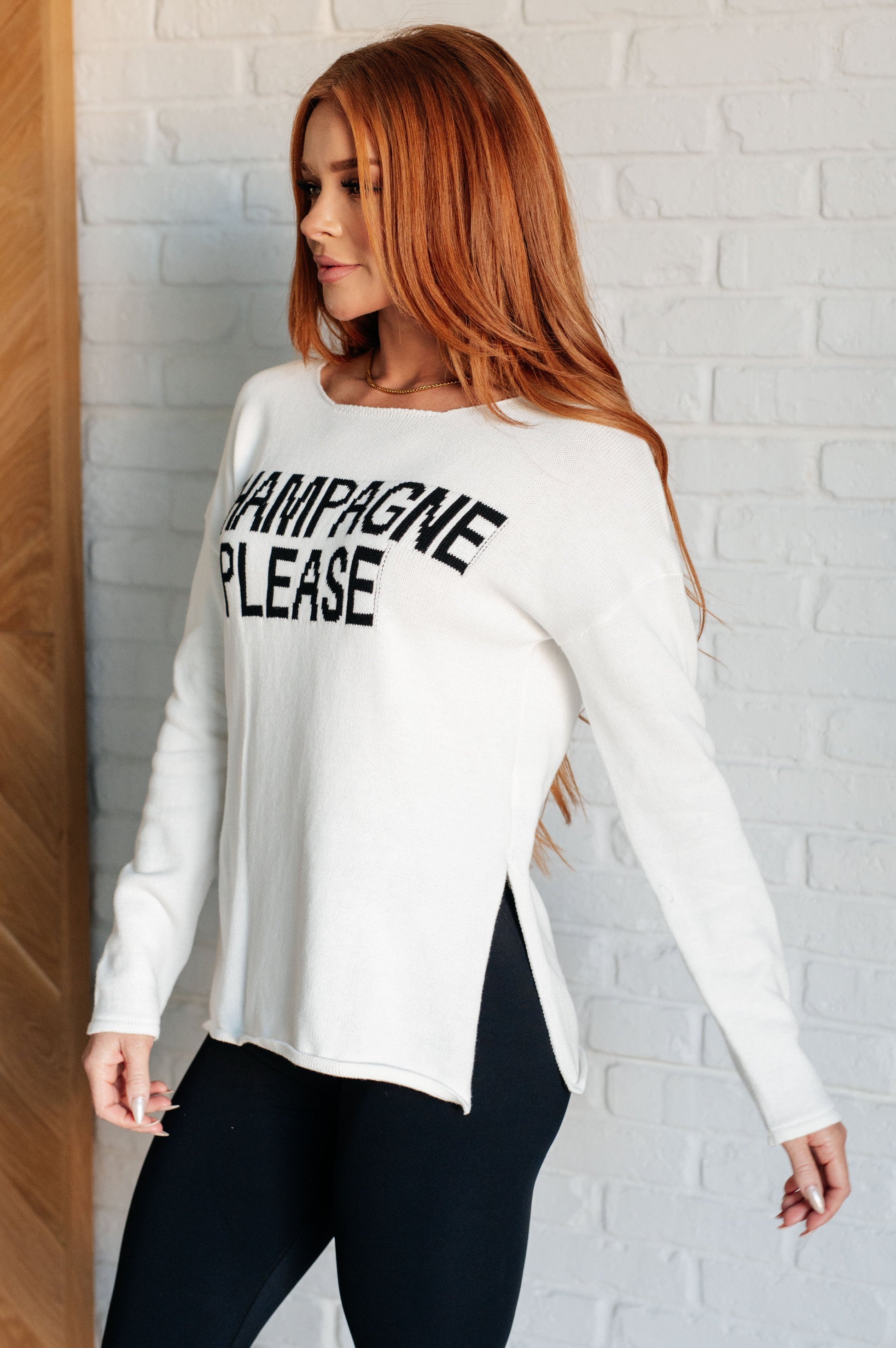 Champagne Please Lightweight Sweater - Southern Divas Boutique