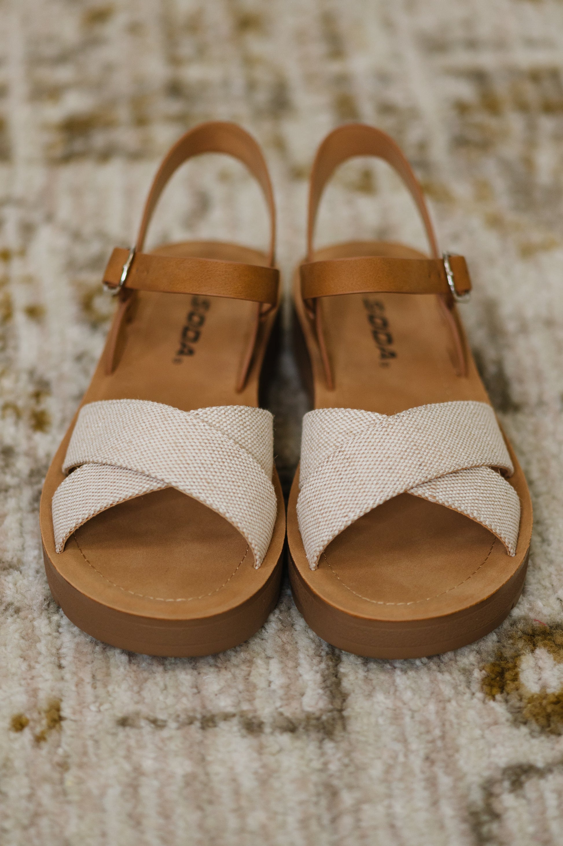 Chester Platform Nubuck Wedge Sandals in Cream - Southern Divas Boutique