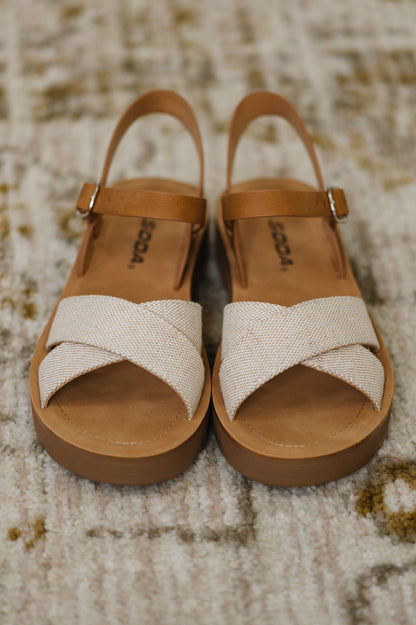 Chester Platform Nubuck Wedge Sandals in Cream - Southern Divas Boutique