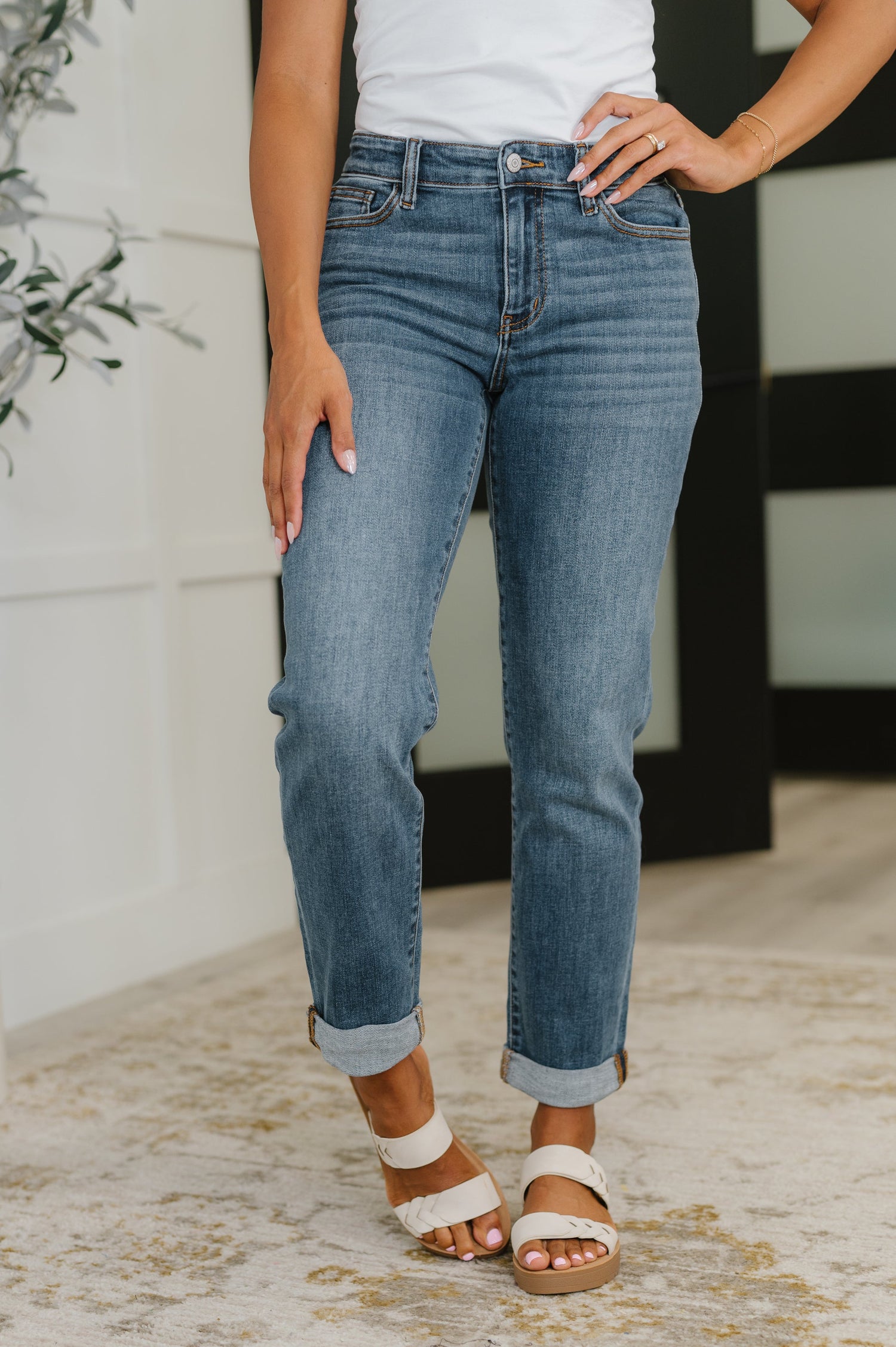 Colette Mid Rise Boyfriend Classic Cuffed - Southern Divas Boutique