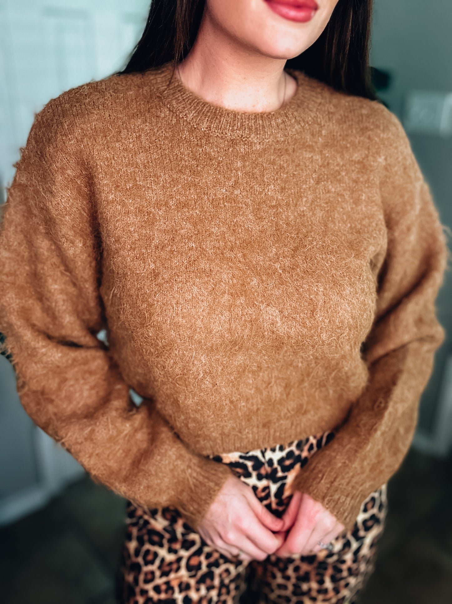 Latte Run Cropped Sweater - Southern Divas Boutique