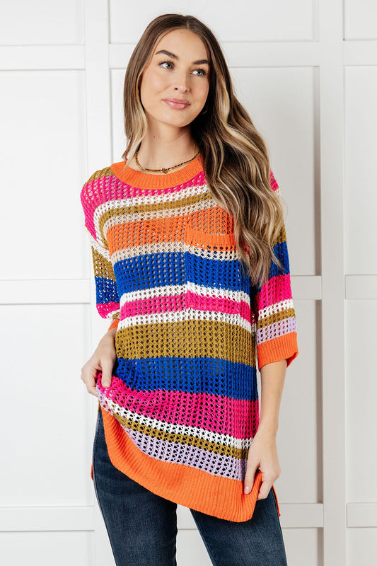 Deep Thoughts Striped Loose Knit Top - Southern Divas Boutique