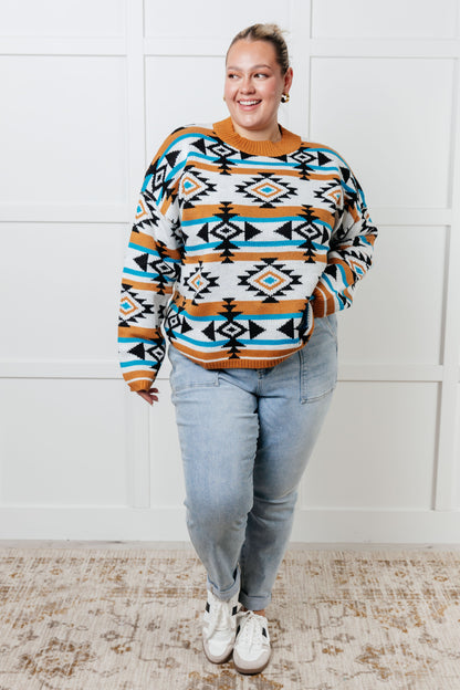 Desert Vibes Geometric Striped Sweater - Southern Divas Boutique