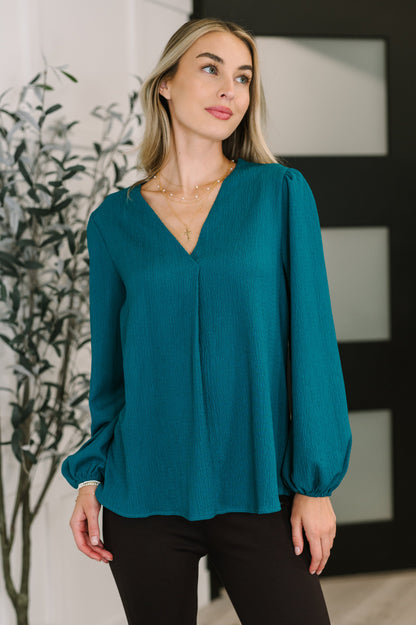 Desk to Dinner V-Neck Balloon Sleeve Blouse - Southern Divas Boutique