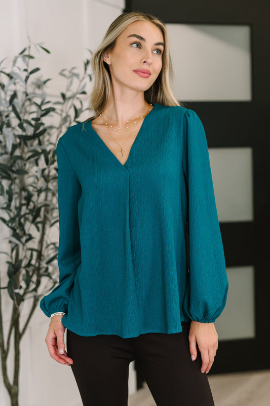 Desk to Dinner V-Neck Balloon Sleeve Blouse - Southern Divas Boutique