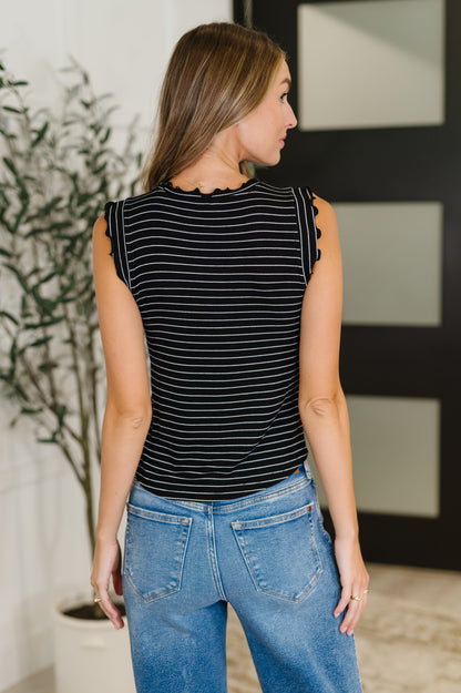 Doodle Me In Lettuce Round Neck Top in Black and White - Southern Divas Boutique