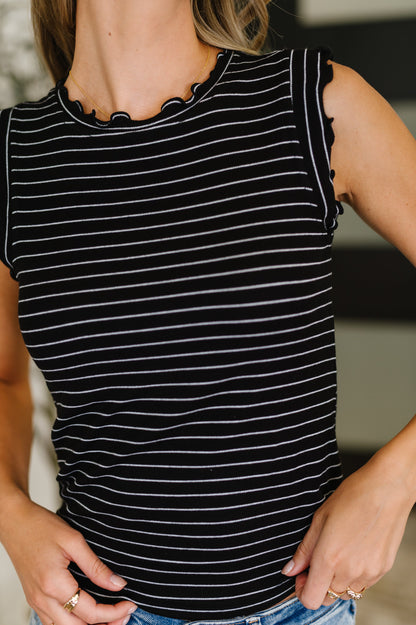 Doodle Me In Lettuce Round Neck Top in Black and White - Southern Divas Boutique