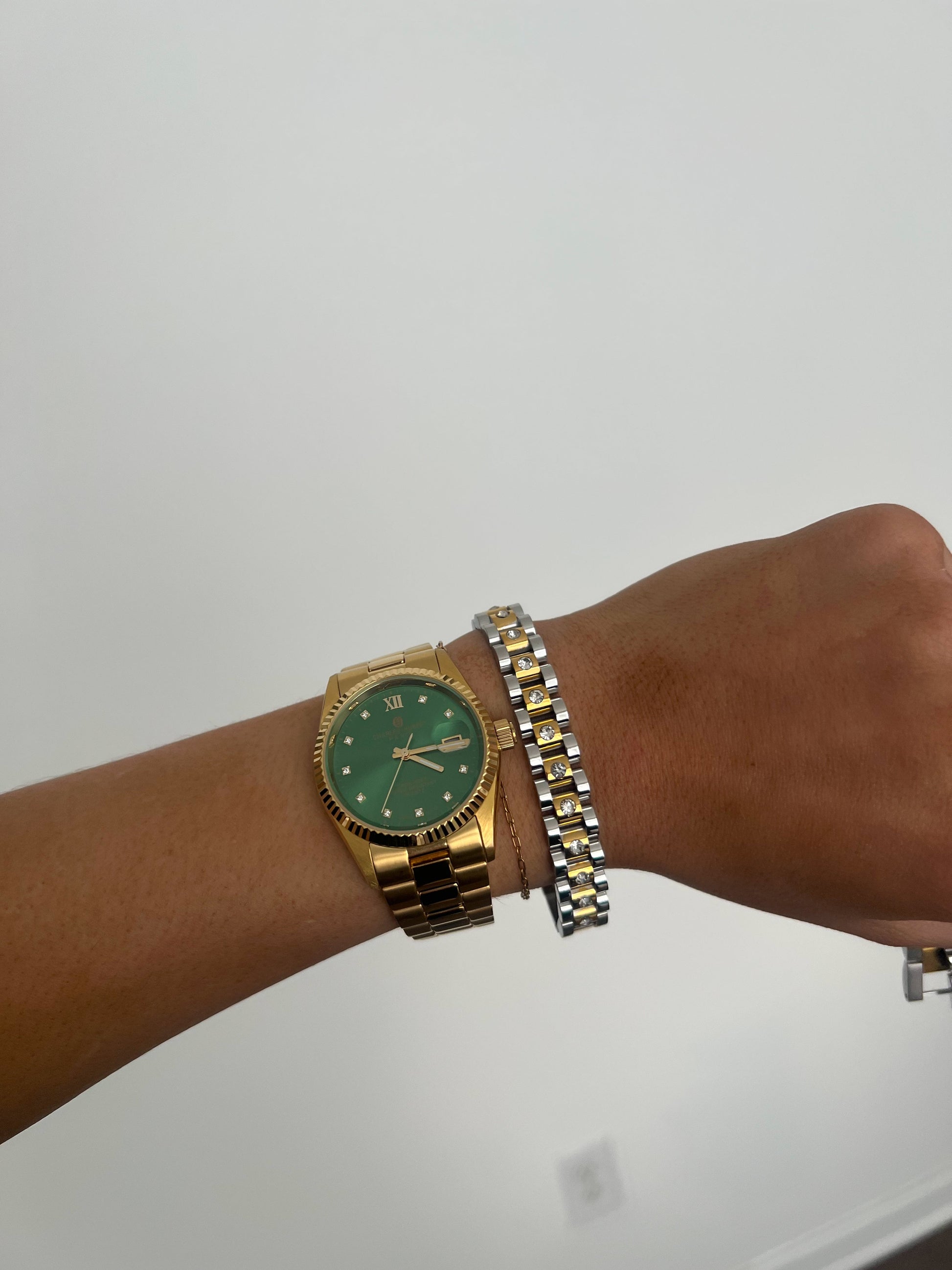 DIAMOND TWO TONED WATCH BAND BRACELET - Southern Divas Boutique
