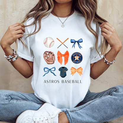 Houston Astros Baseball Coquette Tee - Southern Divas Boutique
