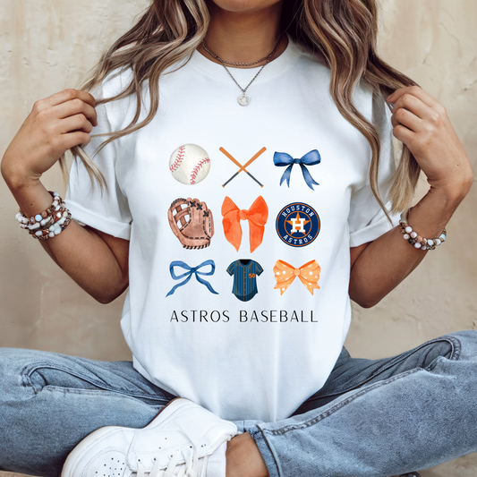 Houston Astros Baseball Coquette Tee - Southern Divas Boutique