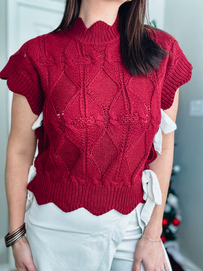 Pretty Little Bows Mock Neck Sweater Vest - Southern Divas Boutique
