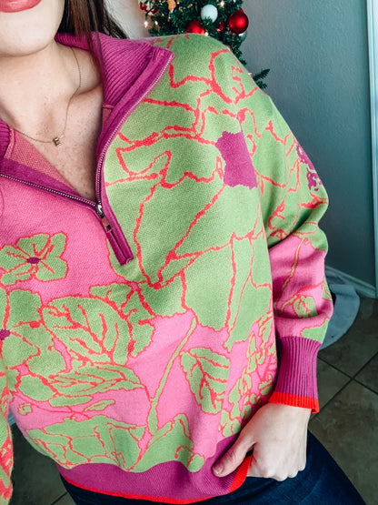 Signature Move Quarter Zip Sweater - Southern Divas Boutique