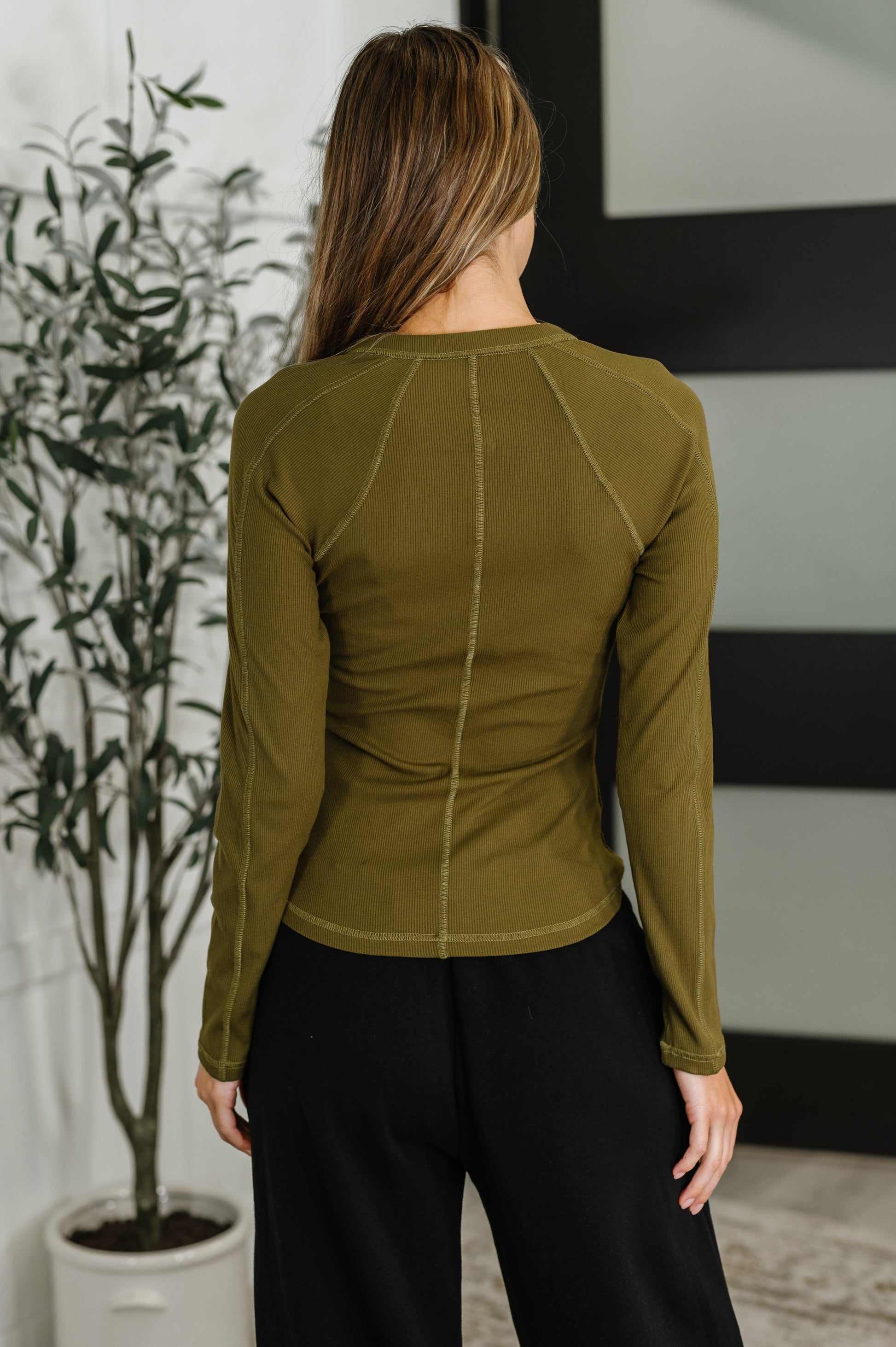 Effortless Edge Knit Henley Top in Camo Green - Southern Divas Boutique