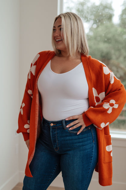 Enough Anyways Floral Cardigan in Burnt Orange - Southern Divas Boutique