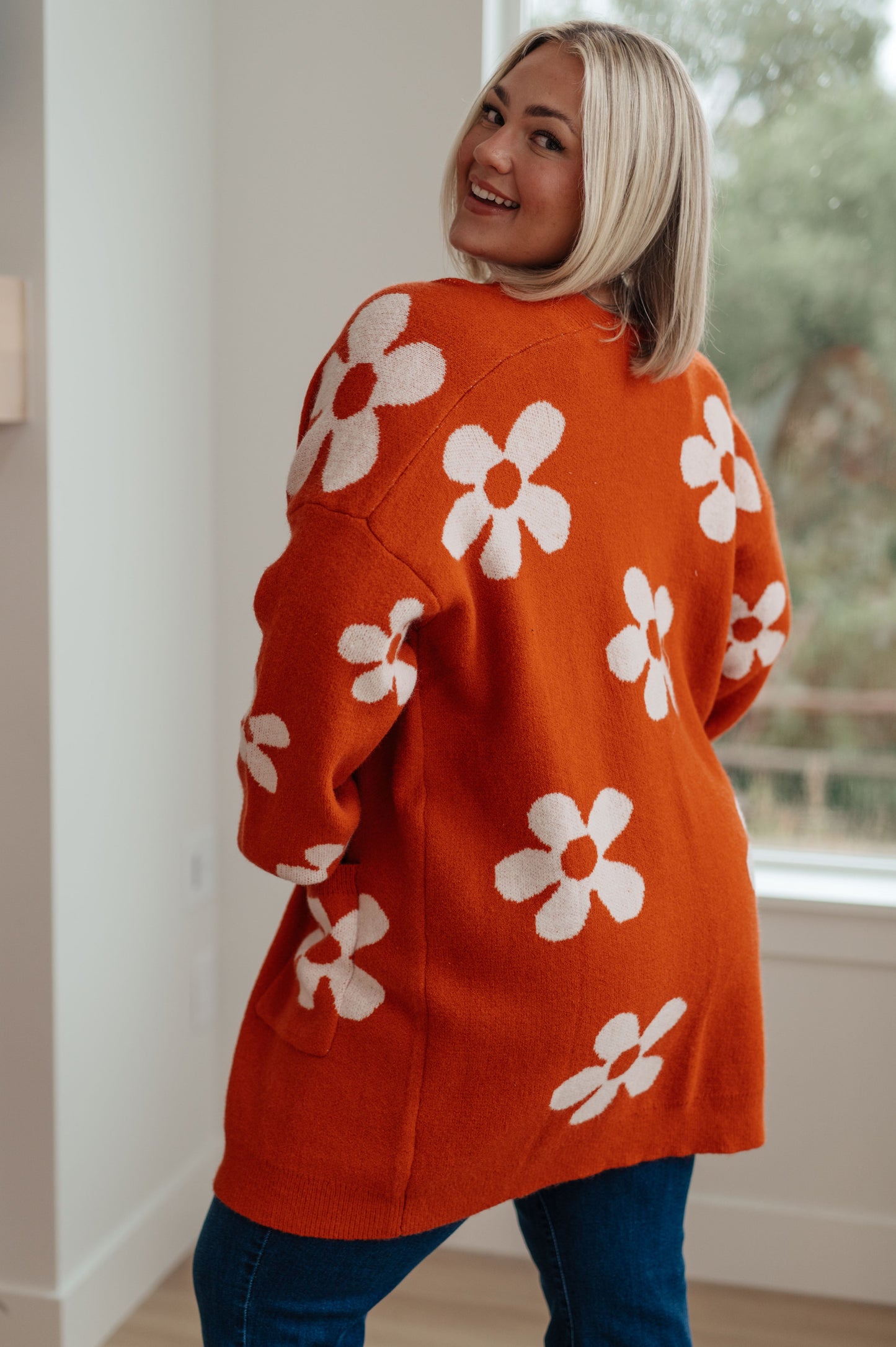 Enough Anyways Floral Cardigan in Burnt Orange - Southern Divas Boutique