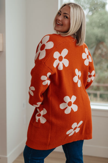 Enough Anyways Floral Cardigan in Burnt Orange - Southern Divas Boutique